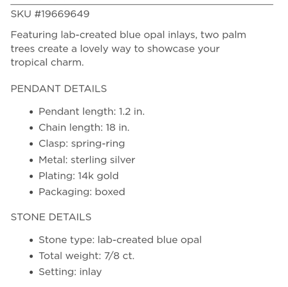 Opal 14k gold over silver palm tree necklace - Picture 3 of 3